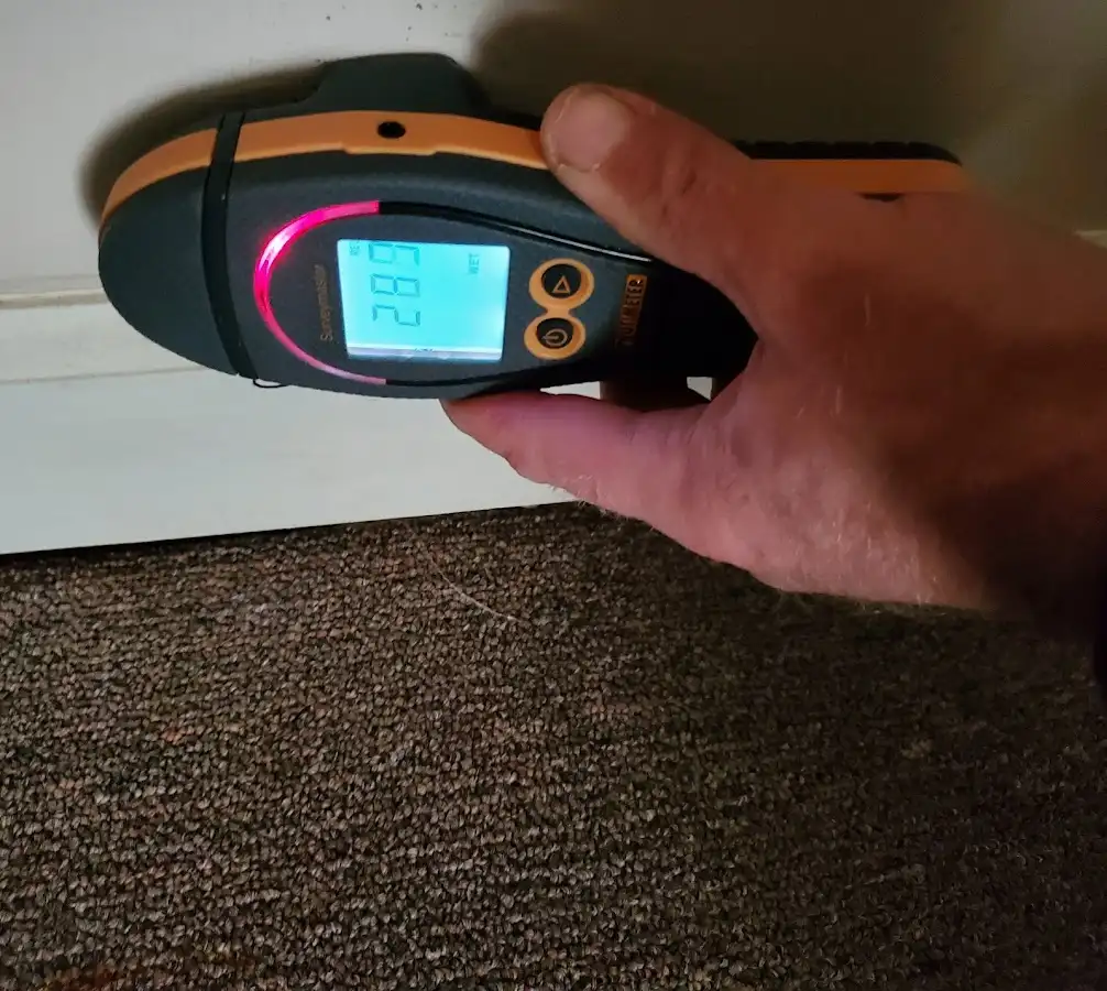 Moisture detection at baseboard during Mold Inspection & Testing in Loganville